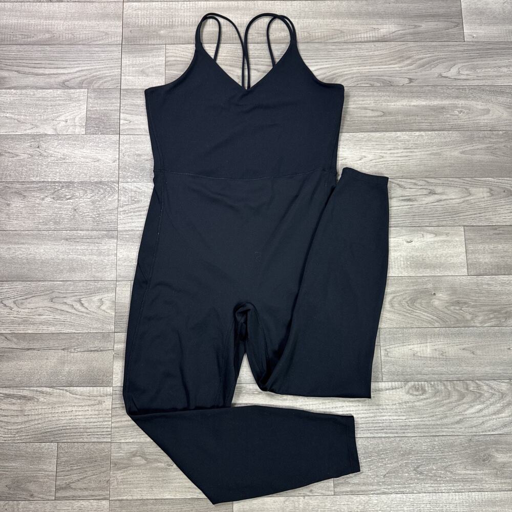 All In Motion One Piece Jumpsuit Sleeveless Skinny Leg Black sz L